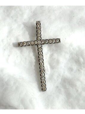CZ Accented Cross Shaped Sterling Silver 925 Vintage Pendant